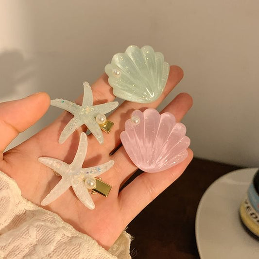 Resin Starfish Hair Shell / Clip Pearl Faux