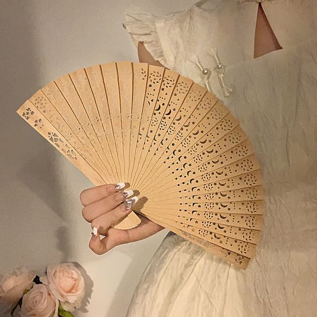 Hand Fan Wooden Cutout Foldable
