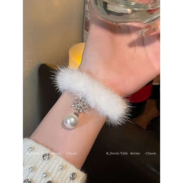 Set Choker Bracelet Fluffy Earring Snowflake / Christmas Chandelier Drop Tree