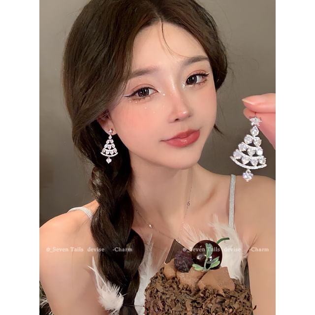 Set Choker Bracelet Fluffy Earring Snowflake / Christmas Chandelier Drop Tree