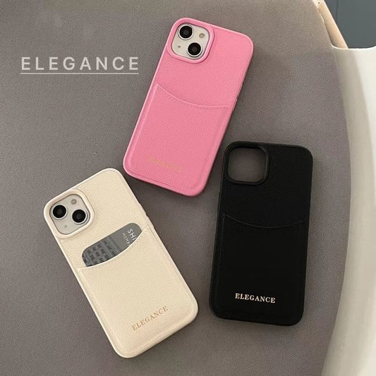 Holder Card Case Leather Phone Faux Lettering