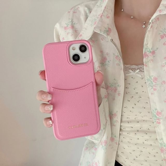 Holder Card Case Leather Phone Faux Lettering