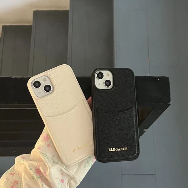 Holder Card Case Leather Phone Faux Lettering