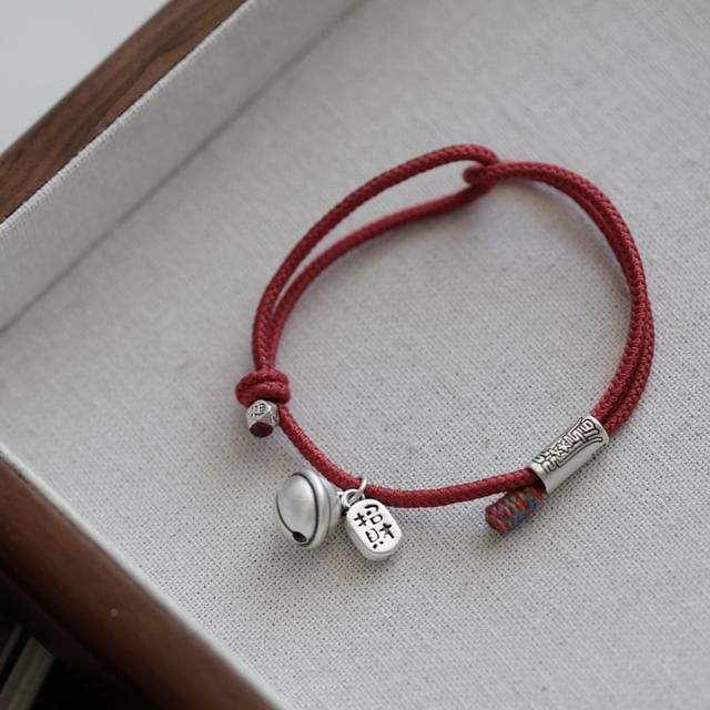 String Bracelet Silver Bell
