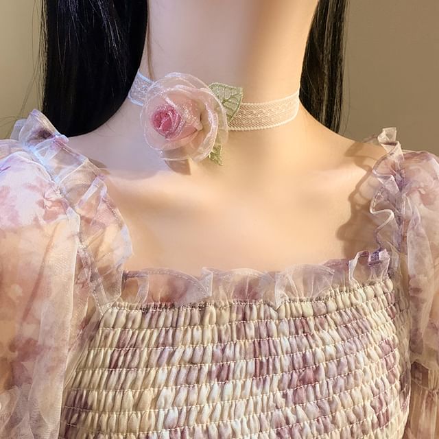 Faux Hair Scrunchie Tie Mesh Pearl Clip Designs) (Various Rose /