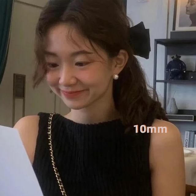 Silver Faux Sterling Pearl Earring Stud