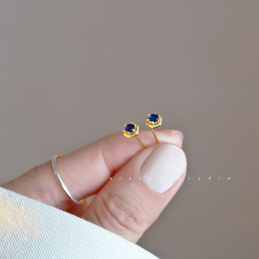 Rhinestone Stud Earring Sterling Silver