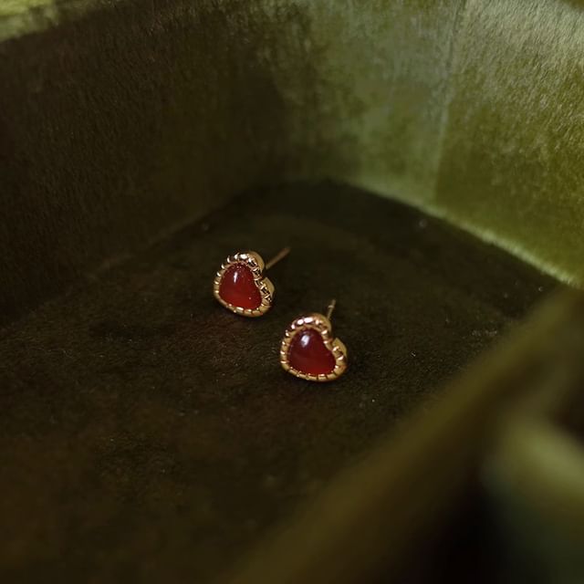 Earring Sterling Heart Stud Silver