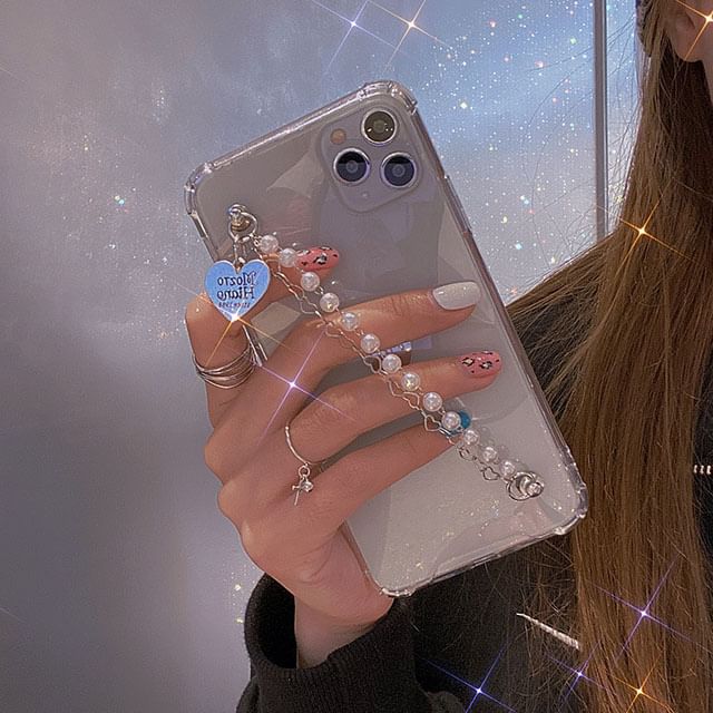 Pearl Phone Faux Heart Case Strap