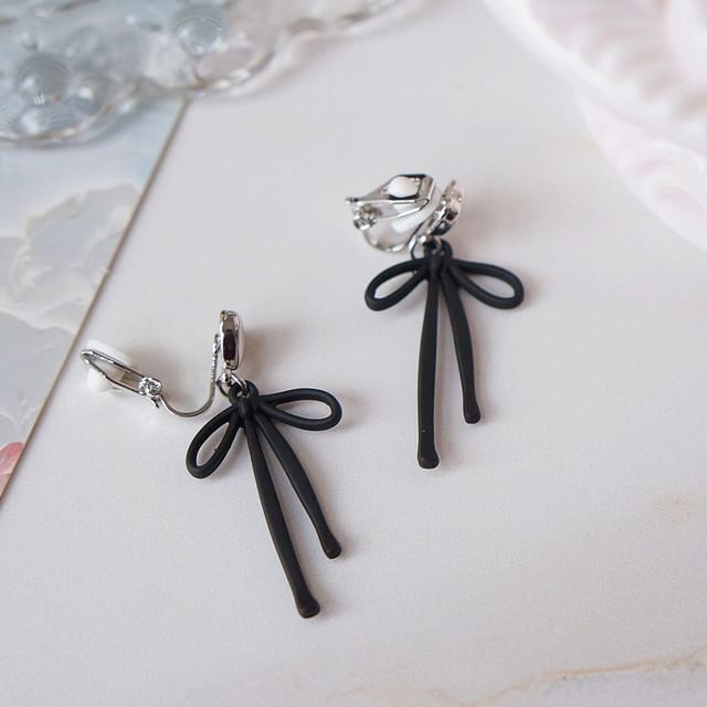 Heart Bow Earring Alloy Drop