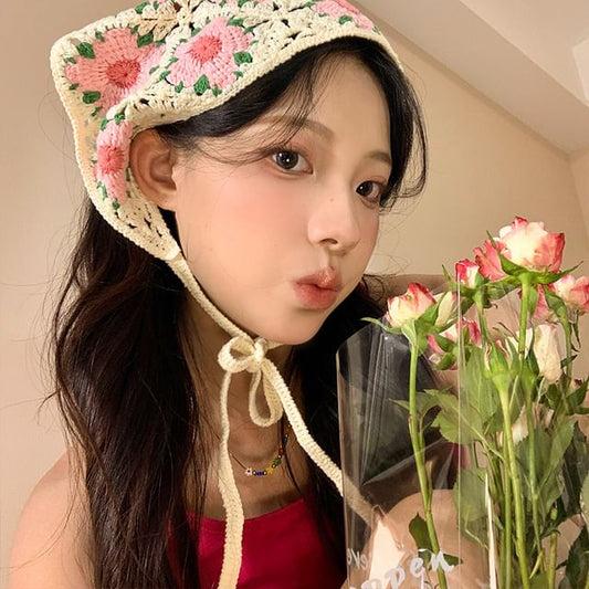 Lace Crochet Floral Scarf