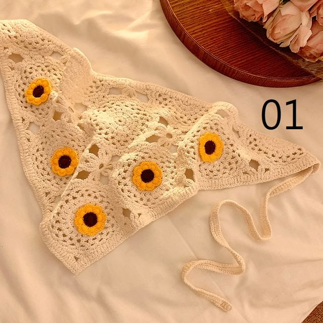 Lace Crochet Floral Scarf