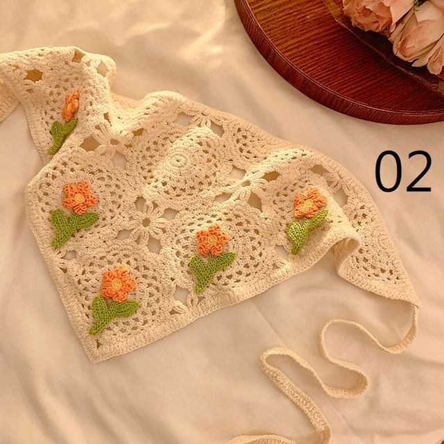 Lace Crochet Floral Scarf