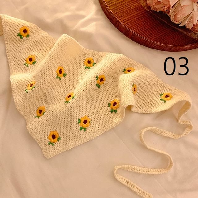 Lace Crochet Floral Scarf