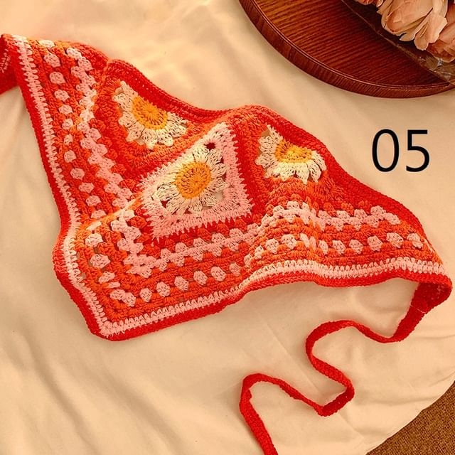 Lace Crochet Floral Scarf