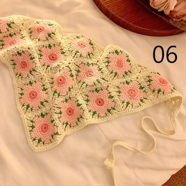 Lace Crochet Floral Scarf