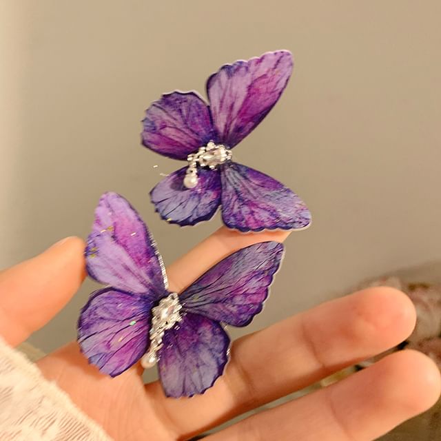 / Set Clip Rhinestone Hair Butterfly