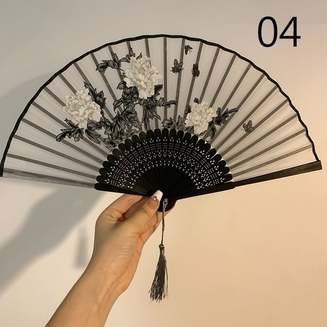 Hand Lace (Various / Set Floral Designs) Foldable Choker Fan