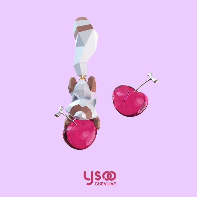 Cherry / Clip-On Raccoon Earring Stud Ear