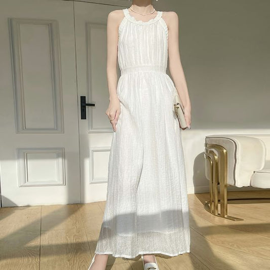 Sleeveless Plain Maxi A-Line Dress