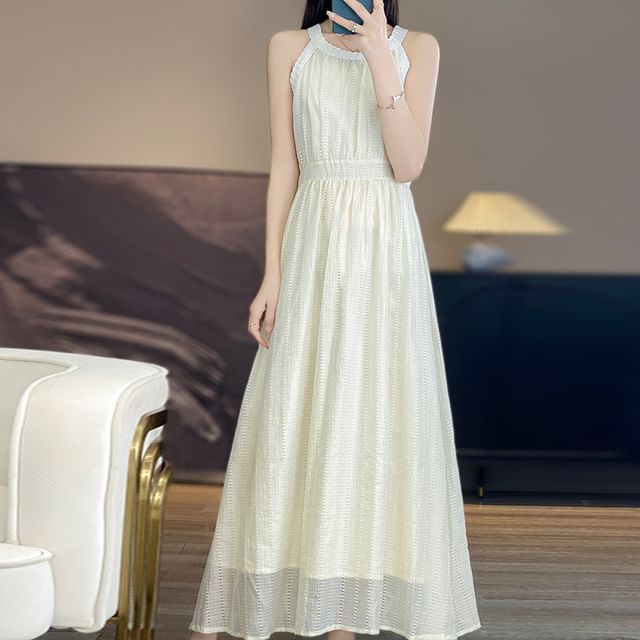 Sleeveless Plain Maxi A-Line Dress