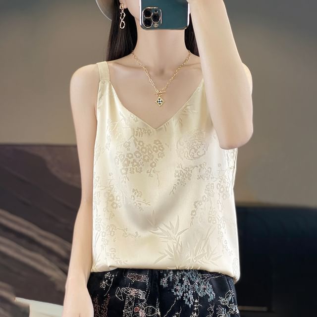 V-Neck Satin Tank Top