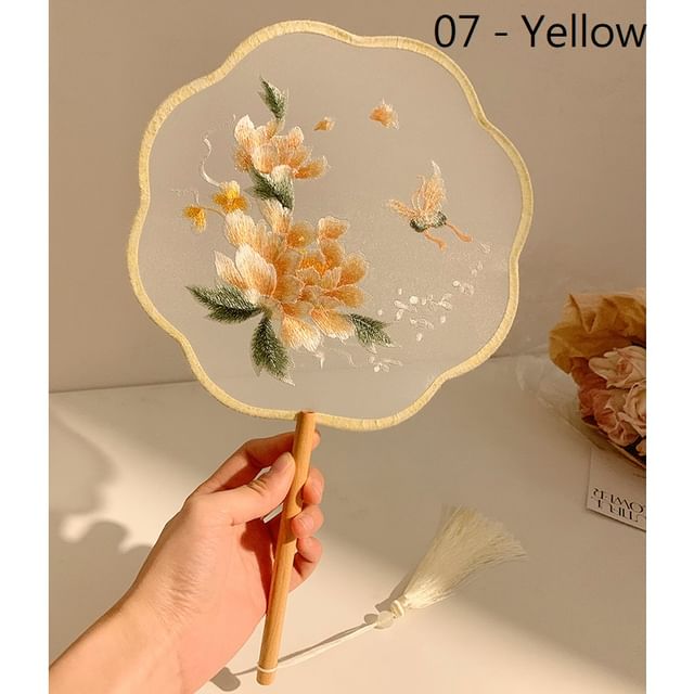 / Hand Embroidered Fan Print Tassel