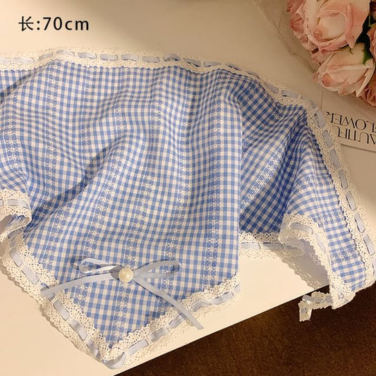 Lace Set Headkerchief Scrunchie / Print Trim