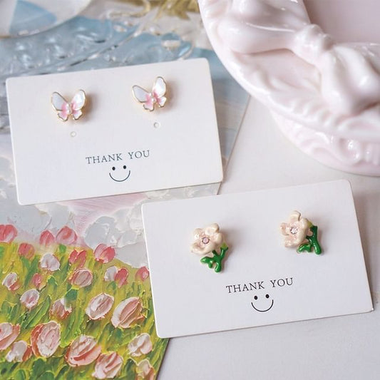 Stud Earring Butterfly / Floral Alloy
