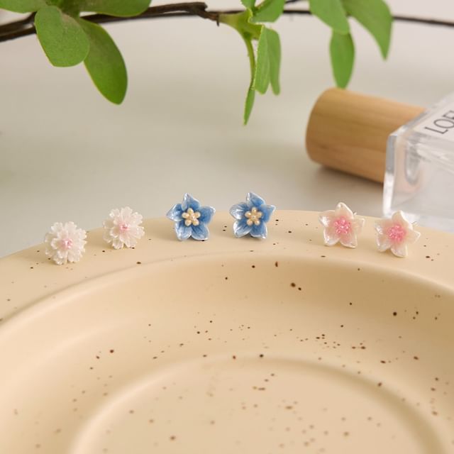 Stud Earring Alloy Floral
