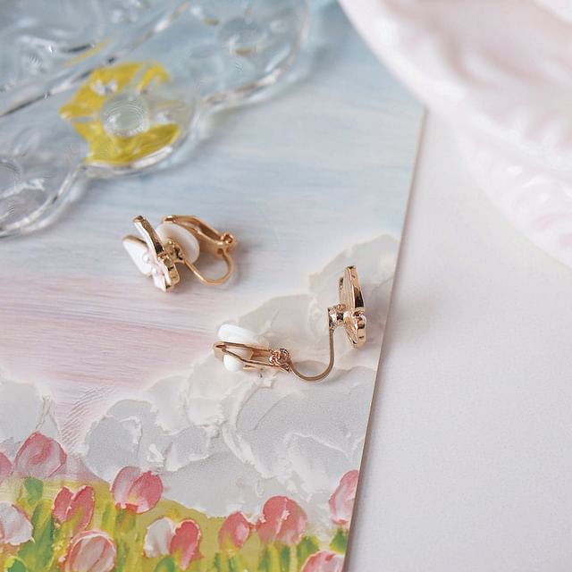 Stud Earring Butterfly / Floral Alloy