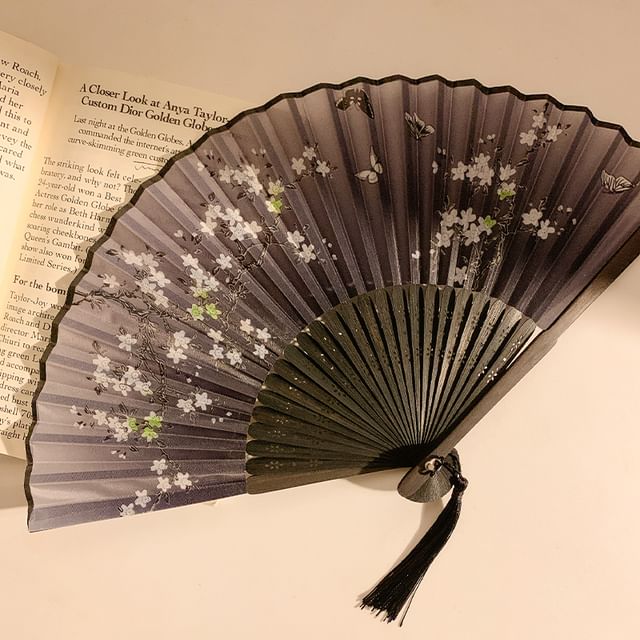 Foldable Designs) Print Fan (Various Hand Bamboo