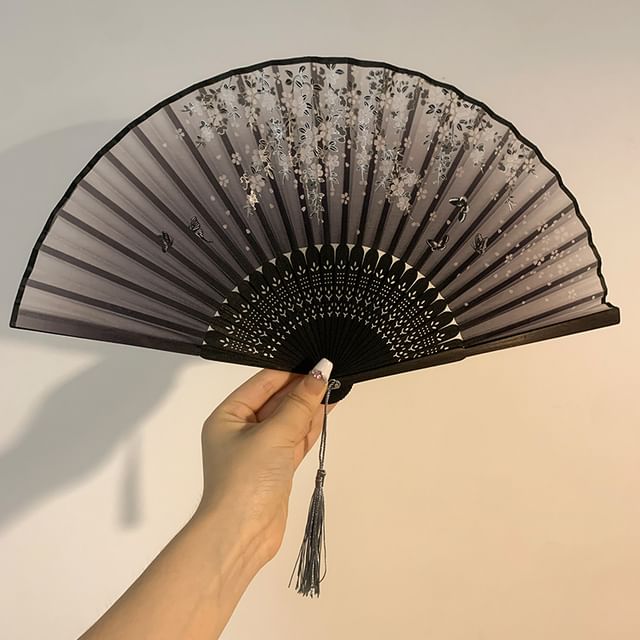 Foldable Designs) Print Fan (Various Hand Bamboo