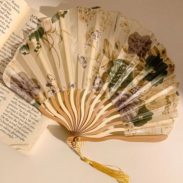 Foldable Designs) Print Fan (Various Hand Bamboo