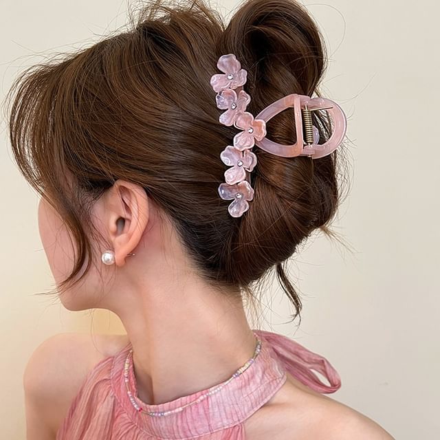 Rhinestone Floral Claw Hair