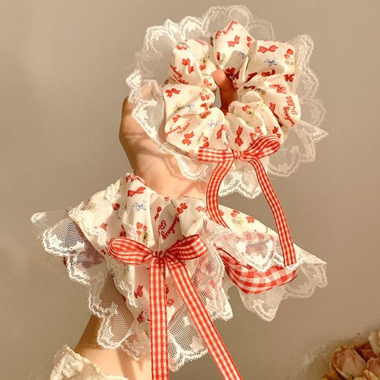 (Various Cherry Floral / Lace Designs) Trim Bandana Scrunchie