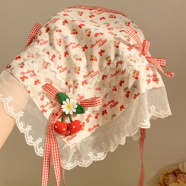 (Various Cherry Floral / Lace Designs) Trim Bandana Scrunchie