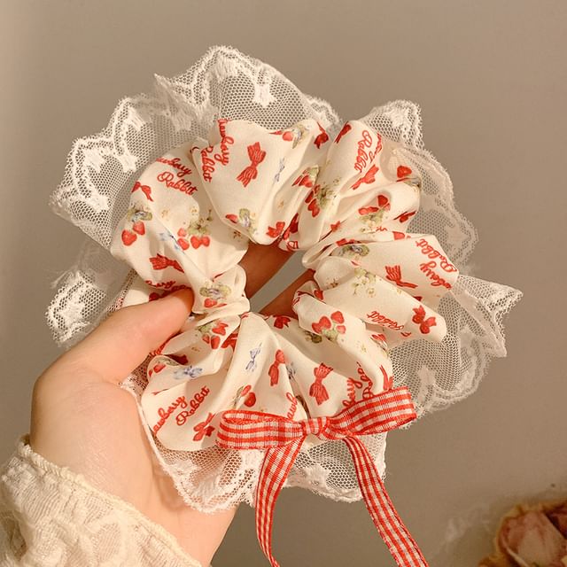 (Various Cherry Floral / Lace Designs) Trim Bandana Scrunchie