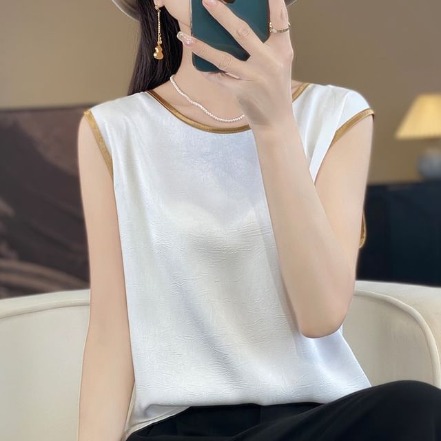 Crewneck Plain Crop Tank Top