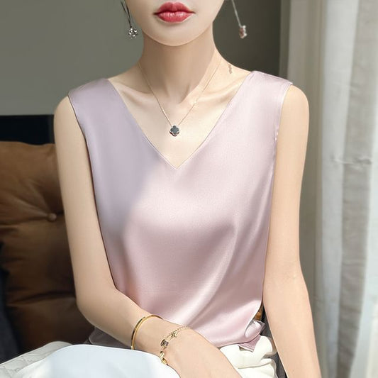 V-Neck Plain Tank Top
