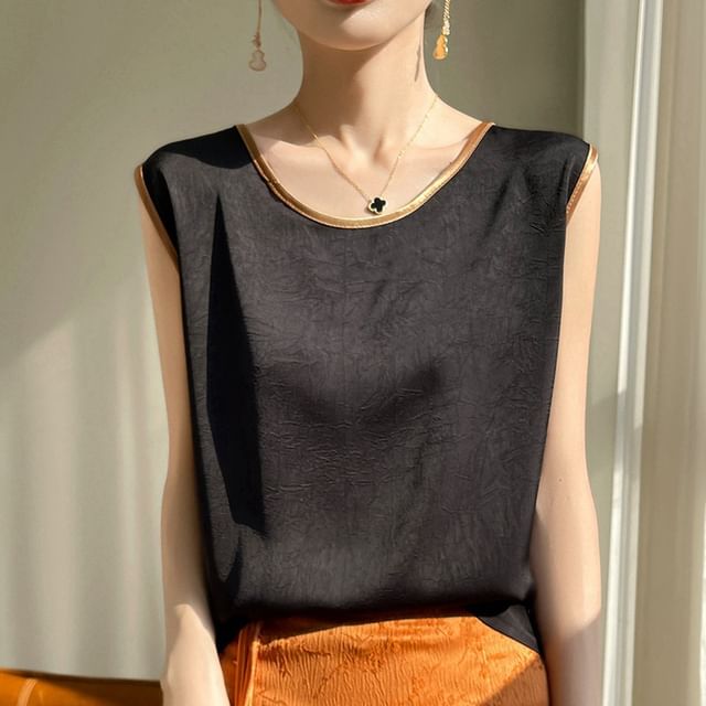 Crewneck Plain Crop Tank Top