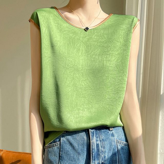 Crewneck Plain Crop Tank Top