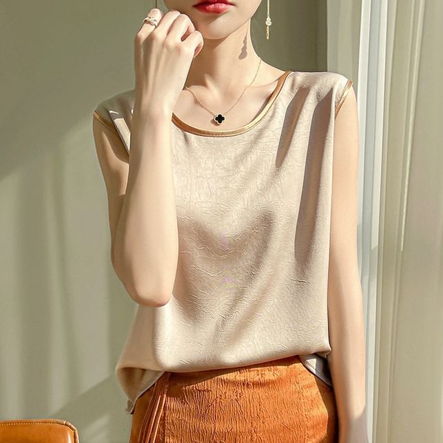 Crewneck Plain Crop Tank Top