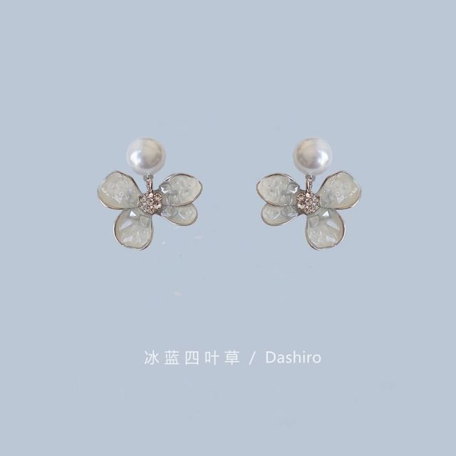 Earring Pearl Alloy Crystal Drop Faux / Butterfly Floral