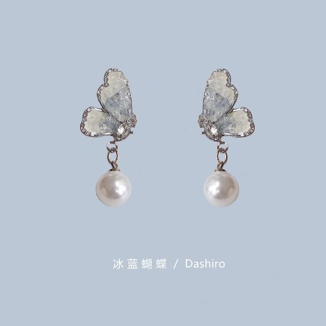Earring Pearl Alloy Crystal Drop Faux / Butterfly Floral