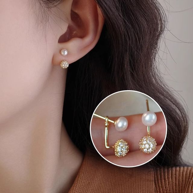 Ear Faux Pearl Rhinestone Jacket