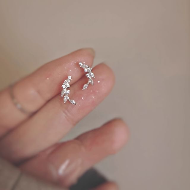 Silver Stud Sterling Rhinestone Ear