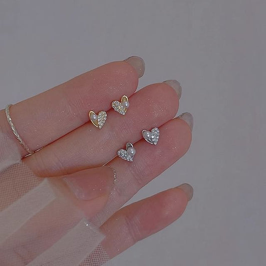 Ear Stud Heart Rhinestone