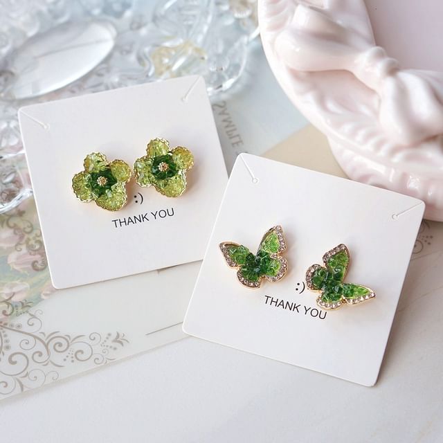 Butterfly / Flower Earring Clip On Stud
