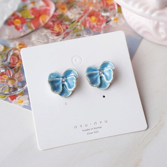 Clip Orchid / Stud Enamel On Earring
